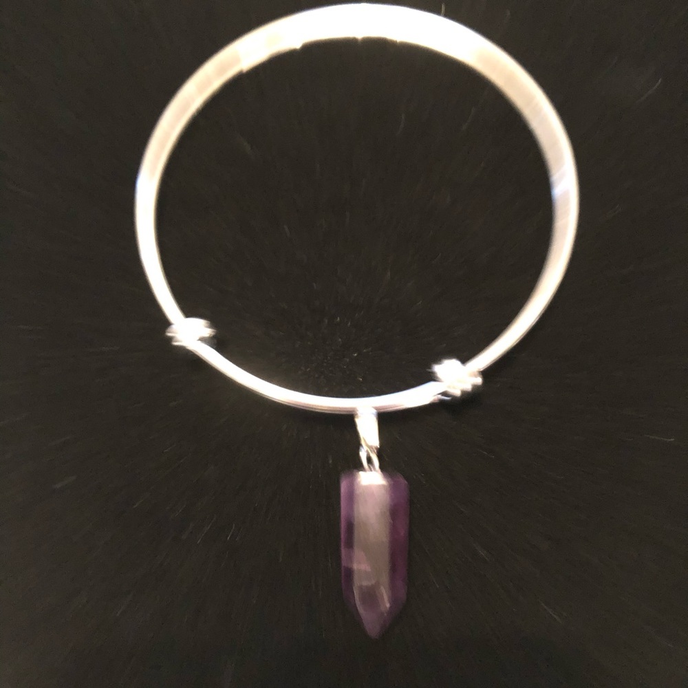 Amethyst and Sterling Silver Bangle Bracelet